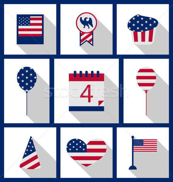 Icons Set USA Flag Color Independence Day 4th of July Stock photo © smeagorl