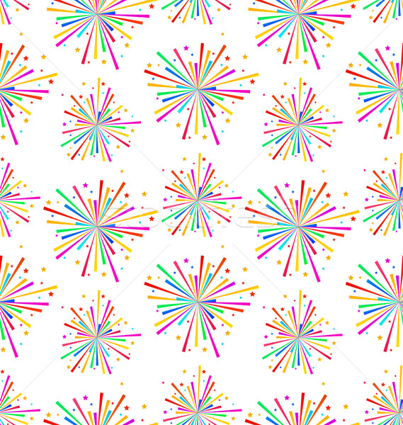 Stock photo: Seamless Texture with Multicolored Firework for Holiday