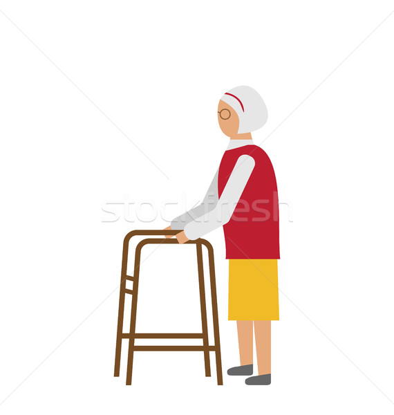öreg mozgássérült nő izolált fehér illusztráció Stock fotó © smeagorl
