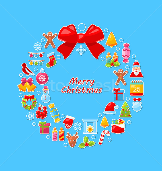 Christmas Wreath Assembled from Traditional Objects Stock photo © smeagorl