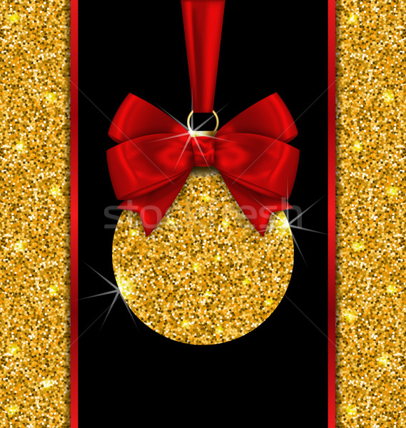 Glitter Card with Christmas Ball with Golden Surface Stock photo © smeagorl