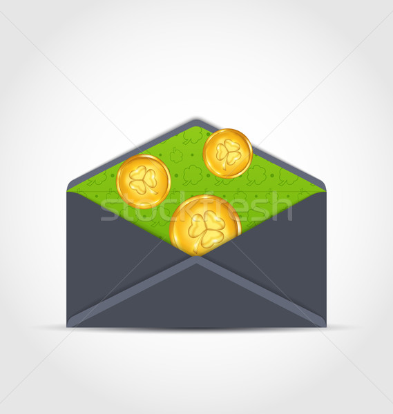Open envelope with golden coins for St. Patrick's Day Stock photo © smeagorl