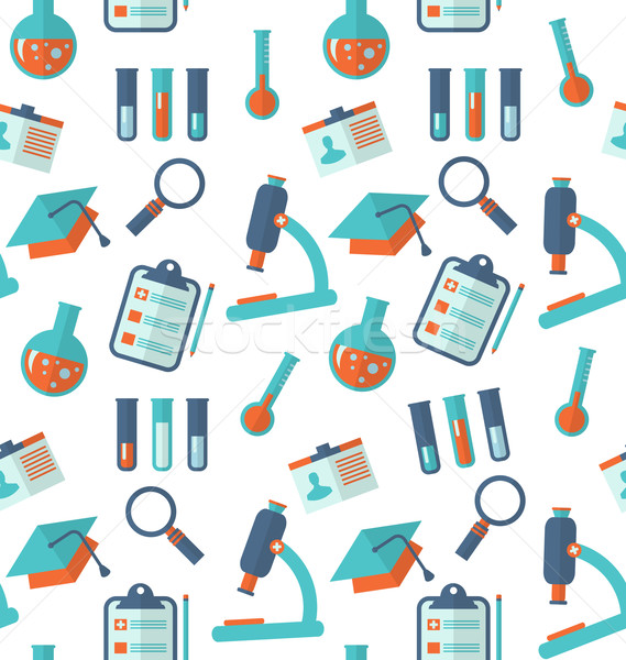 Chemical Seamless Pattern with Different Laboratory Objects Stock photo © smeagorl