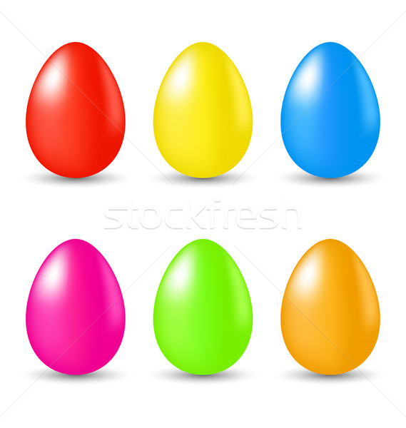 Easter set paschal eggs isolated on white background Stock photo © smeagorl