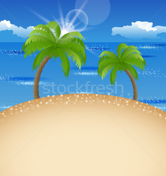 Zomervakantie strand palm hemel illustratie water Stockfoto © smeagorl