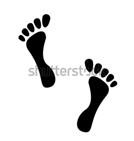 Fekete emberi lábnyomok izolált fehér illusztráció Stock fotó © smeagorl