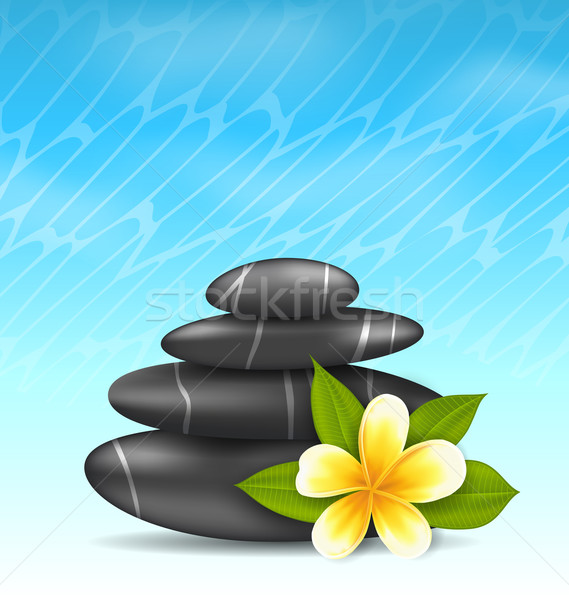 Natural background with frangipani flower (plumeria) and pyramid Stock photo © smeagorl