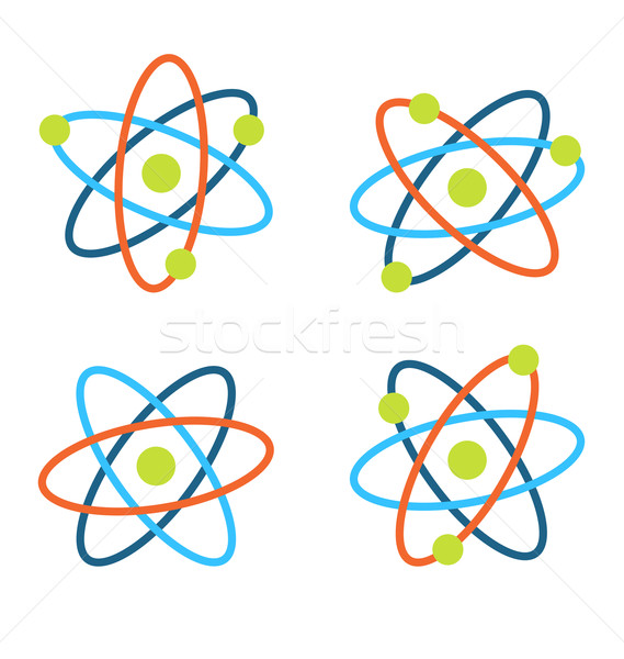 Atom Symbole Wissenschaft farbenreich Symbole isoliert Stock foto © smeagorl