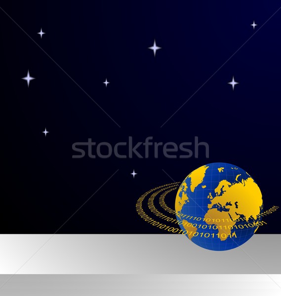 Stock photo: Illustration of invitation card with data stream around terra pl