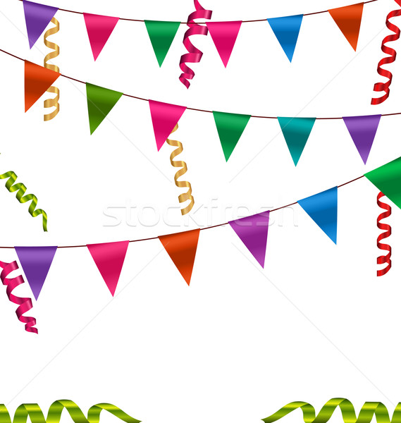 Colorful Buntings Flags Garlands and Serpentine Stock photo © smeagorl