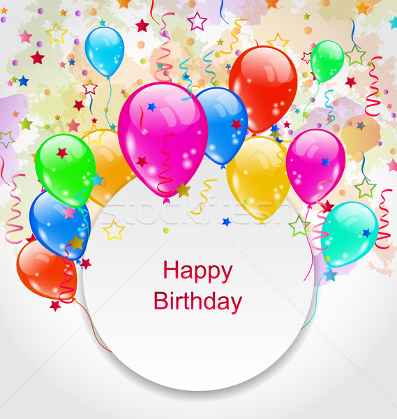 Stock photo: Birthday Celebration Card with Colorful Balloons