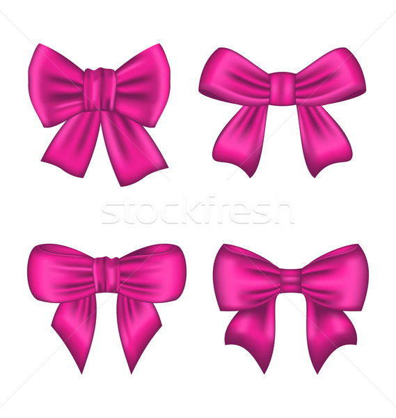 Ensemble rose soie cadeau arcs isolé [[stock_photo]] © smeagorl