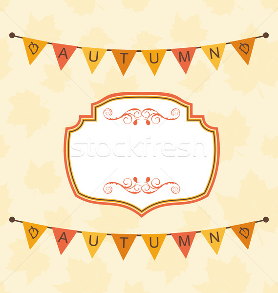 Stock photo: Autumn Cute Frame with Bunting Pennants