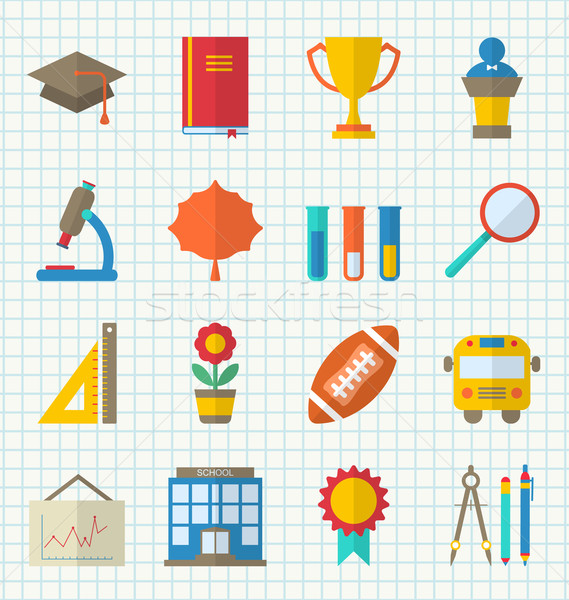  School Colorful Icons Stock photo © smeagorl