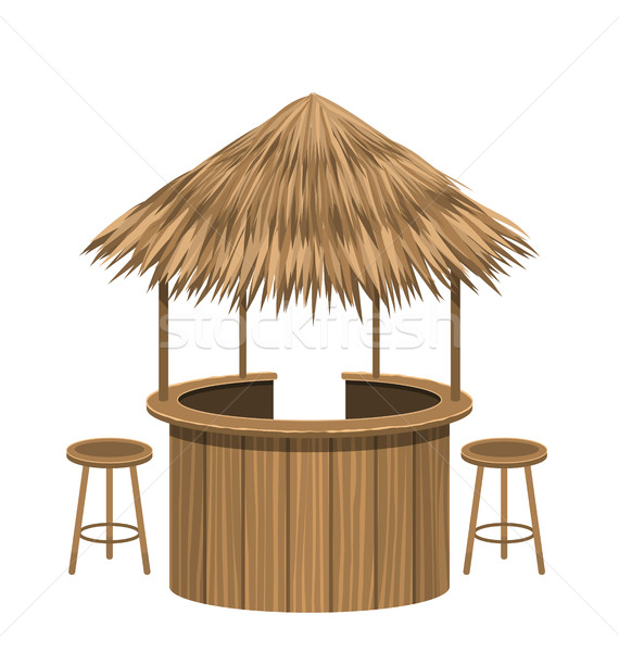 Beach Bar Thatch. Vintage Lounge Cafe Isolated Stock photo © smeagorl