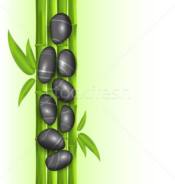 Spa therapy decoration with bamboo and stones, template with cop Stock photo © smeagorl