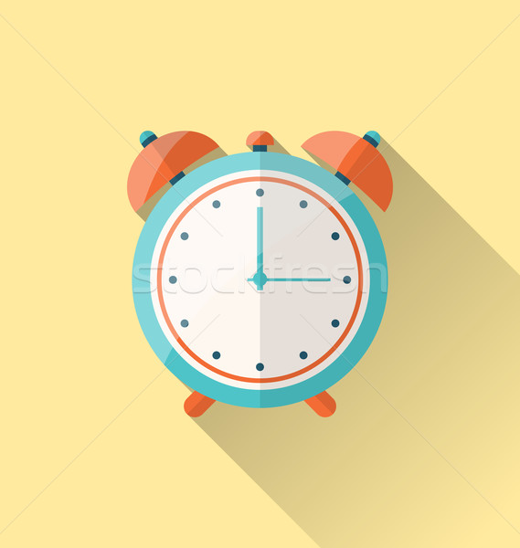 Flat icon of retro alarm-clock with long shadow Stock photo © smeagorl