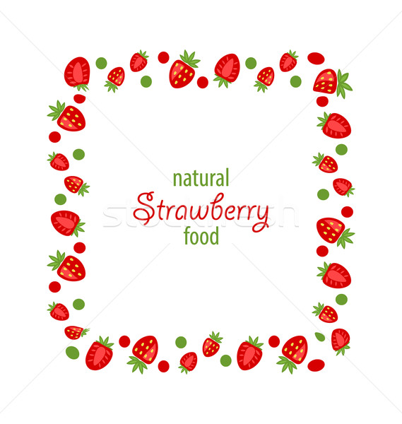 Sweet cadre fraise illustration isolé blanche [[stock_photo]] © smeagorl