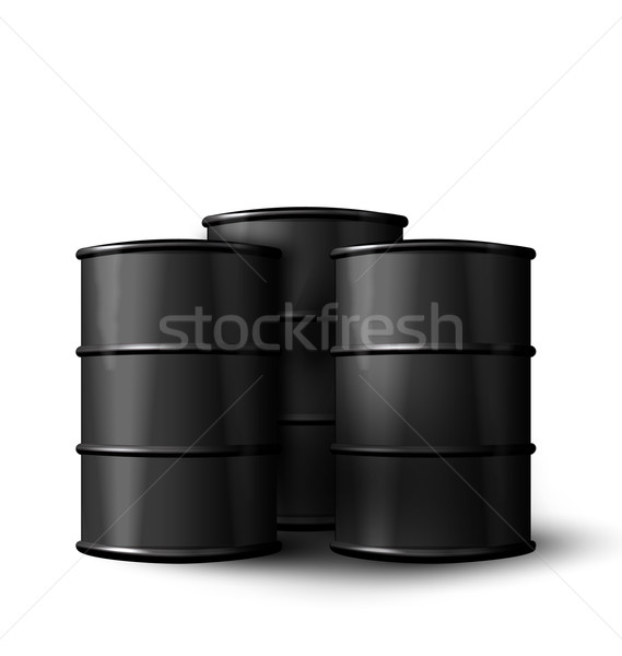 Three Realistic Black Metal of Oil Barrels Isolated  Stock photo © smeagorl
