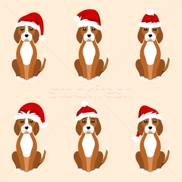 Christmas Funny Dogs in Different Santa Hats Stock photo © smeagorl