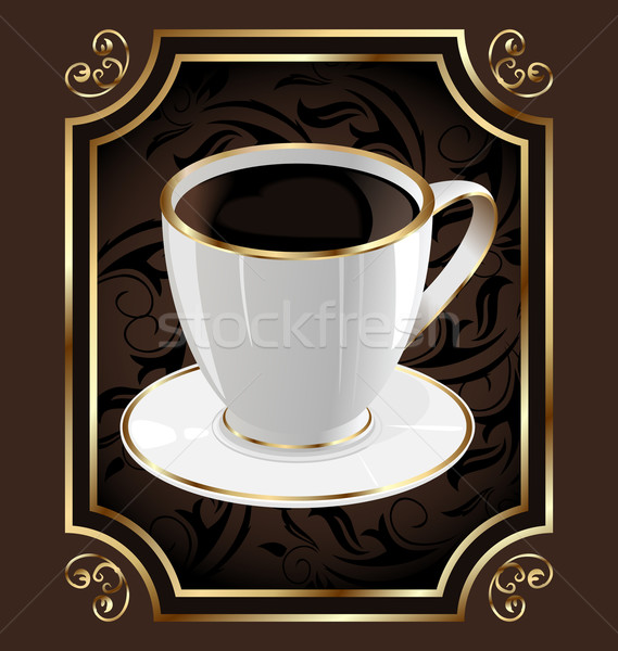 Vintage label for wrapping coffee, background with coffee cup Stock photo © smeagorl