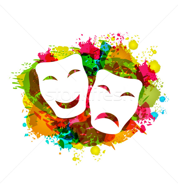 Comedy and tragedy simple masks for Carnival on colorful grunge  Stock photo © smeagorl