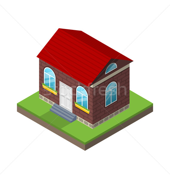 Woon- isometrische huis gras grond geïsoleerd Stockfoto © smeagorl
