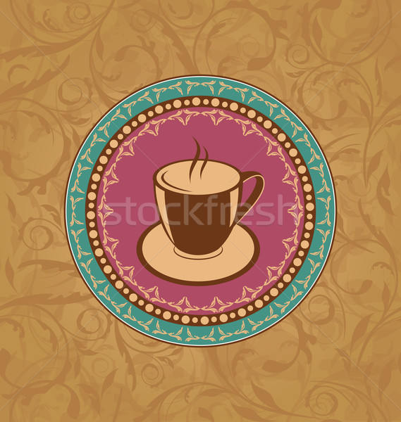 Cute ornate vintage with coffee cup Stock photo © smeagorl