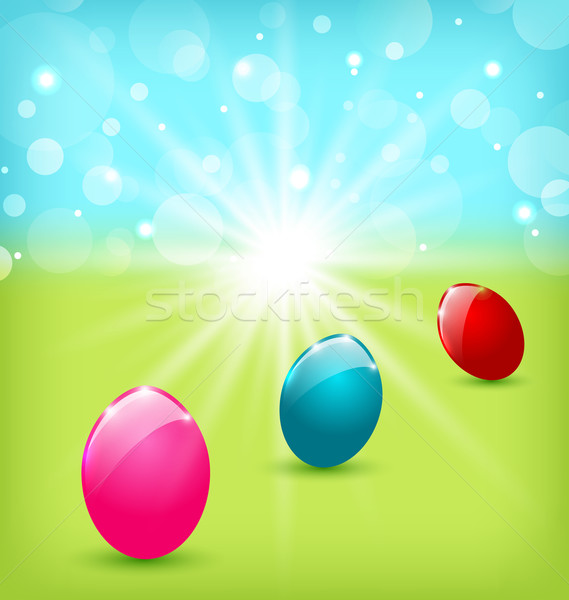 Easter background with colorful eggs Stock photo © smeagorl
