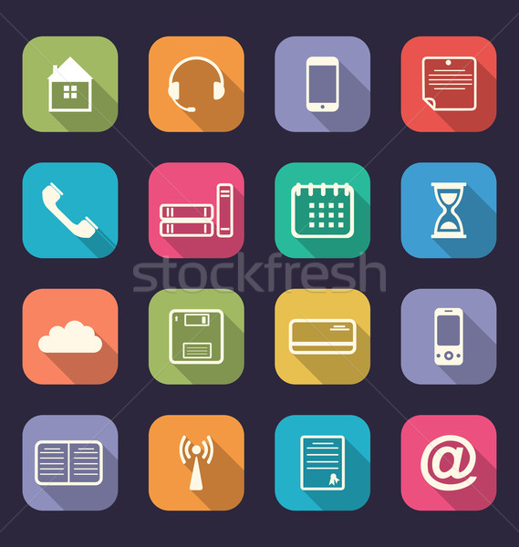 Application web icons in flat design with long shadows Stock photo © smeagorl