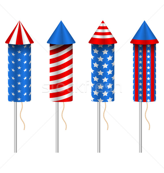 Set of Pyrotechnic Rockets, with Traditional American Design for Fourth of July Stock photo © smeagorl