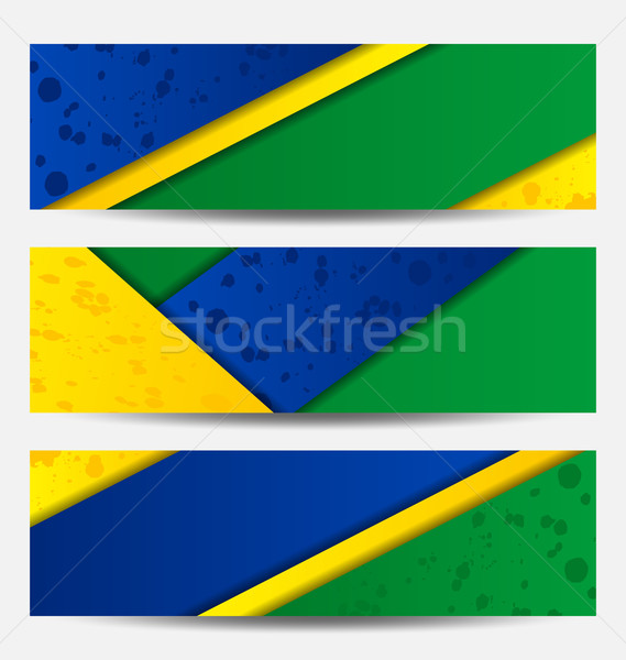 Set football flyers in Brazil flag colors Stock photo © smeagorl