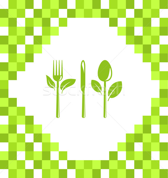 Stock fotó: Szimbólum · vegetáriánus · étel · illusztráció · mozaik · absztrakt · háttér