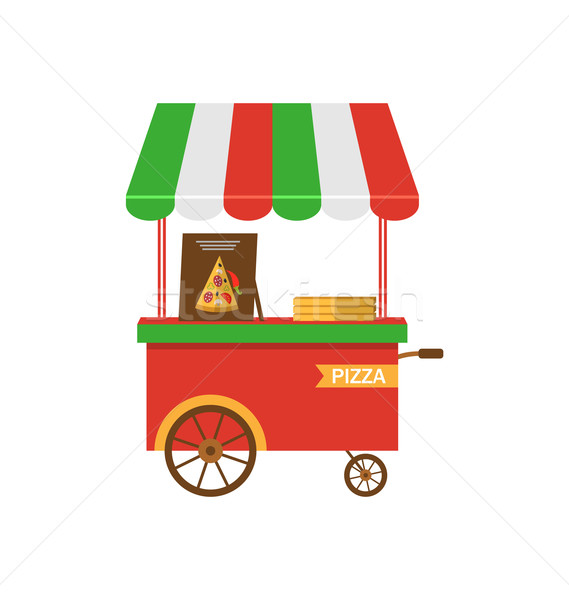 Stock photo: Cart of Pizza Isolated
