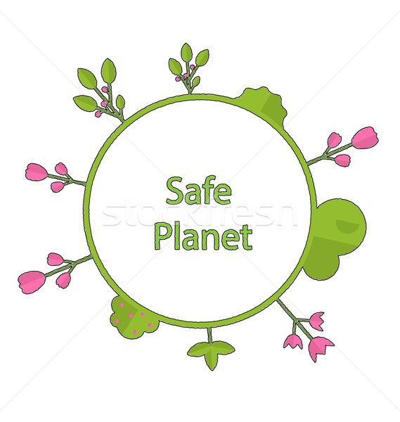 Frame form circle green earth plant flower cry safe planet Stock photo © smeagorl