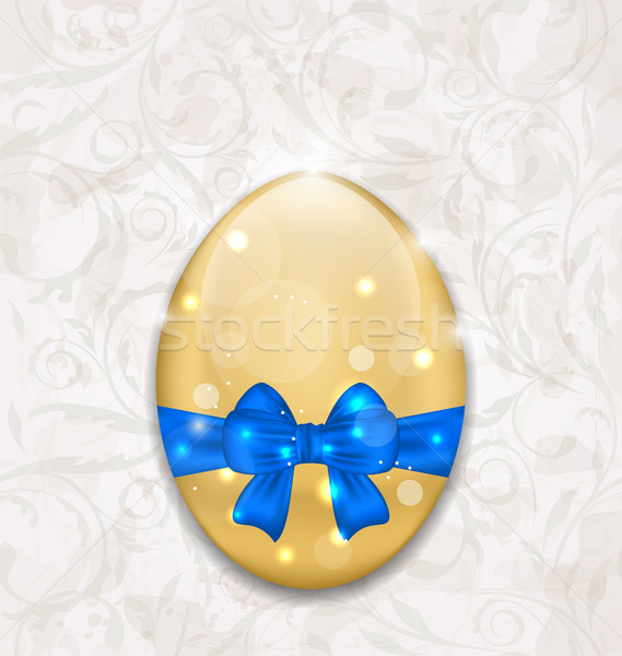 Easter glossy egg wrapping blue bow Stock photo © smeagorl