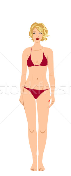 The blond in a red bathing suit isolated on a white background Stock photo © smeagorl