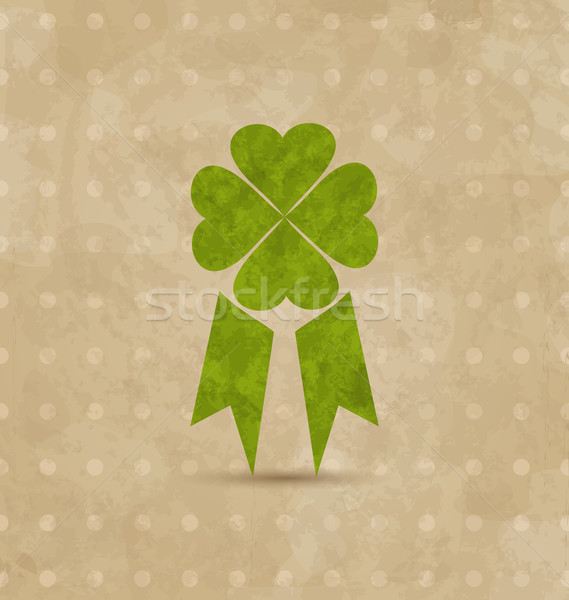 [[stock_photo]]: Attribution · ruban · trèfle · jour · de · St · Patrick · rétro · illustration