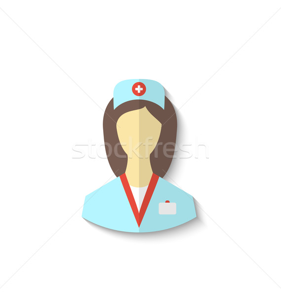 Flat icon of medical nurse with shadow isolated on white backgro Stock photo © smeagorl