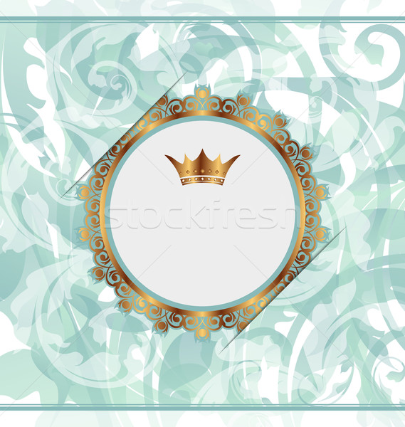Royal background with golden ornate frame and heraldic crown Stock photo © smeagorl