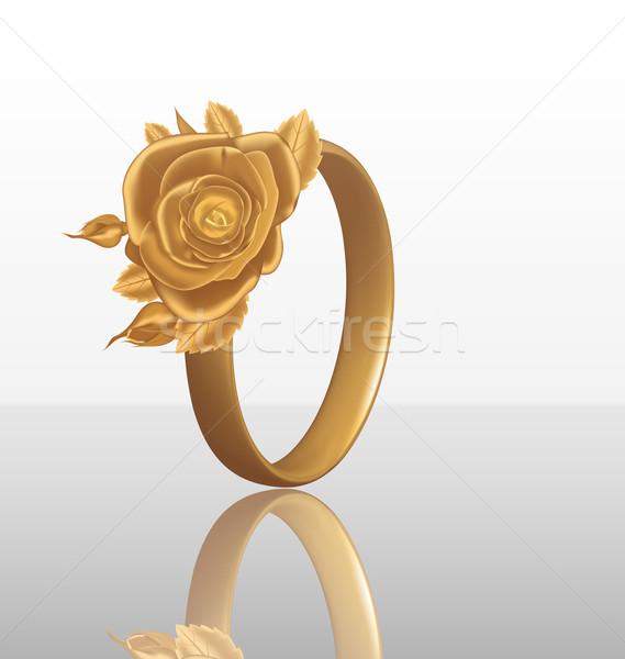 Jewelry ring with golden rose Stock photo © smeagorl