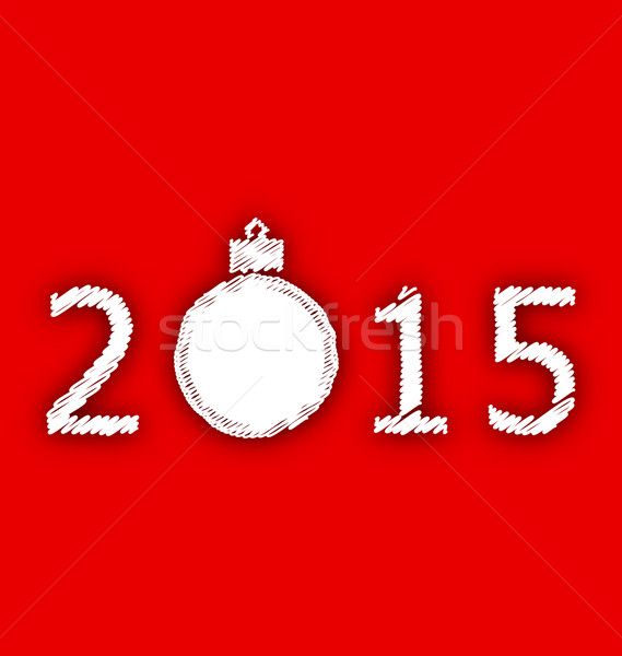 Stock fotó: Boldog · új · évet · üdvözlőlap · illusztráció · terv · labda · piros