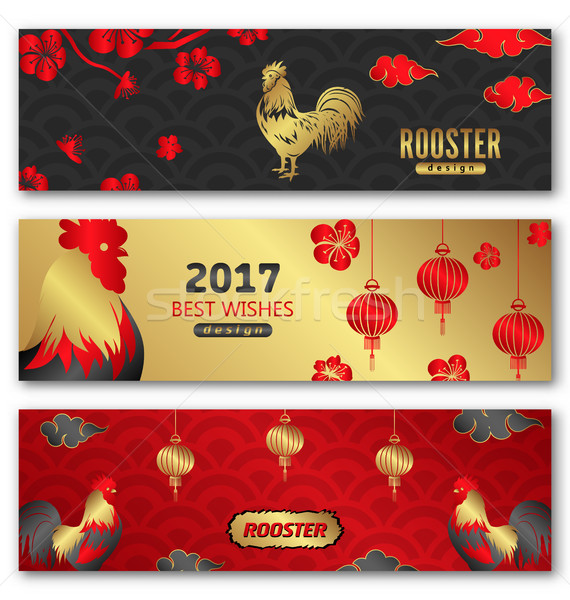 Collection Banners for Chinese New Year Roosters Stock photo © smeagorl
