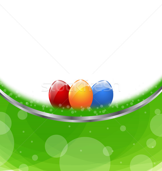 Pasen kaart kleurrijk eieren illustratie gras Stockfoto © smeagorl