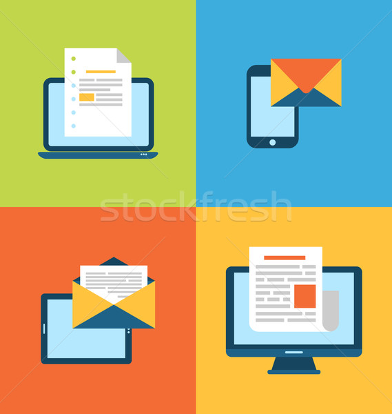 E-mail marketing elektronische gadgets nieuwsbrief illustratie Stockfoto © smeagorl