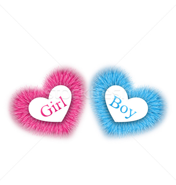 Roze Blauw baby douche geslacht illustratie Stockfoto © smeagorl