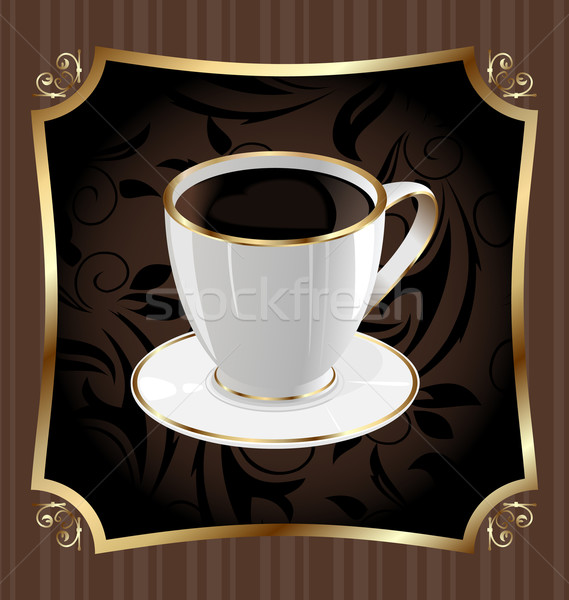 Vintage label for wrapping coffee, background with coffee cup Stock photo © smeagorl