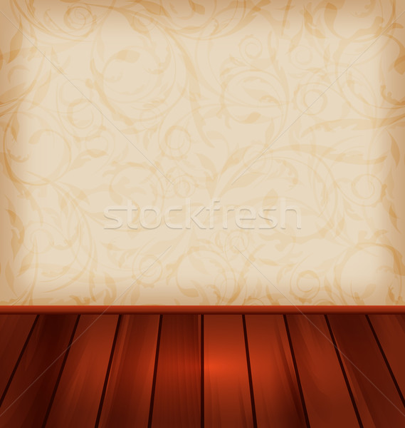 Floral wallpaper ilustración madera pared Foto stock © smeagorl