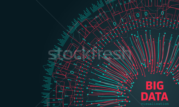 Big Data Visualization. Fractal Elements with Lines and Dots Array. Visual Abstract Structure Stock photo © smeagorl