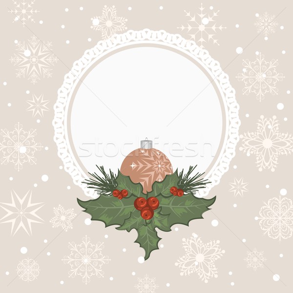 Christmas card with branch and ball Stock photo © smeagorl